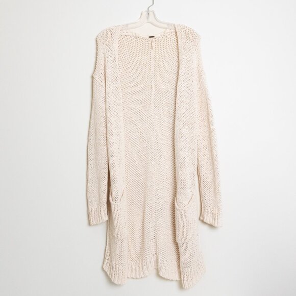 Free People Simply Sienna Cardigan Ivory Open Front Sweater Large - Picture 2 of 13